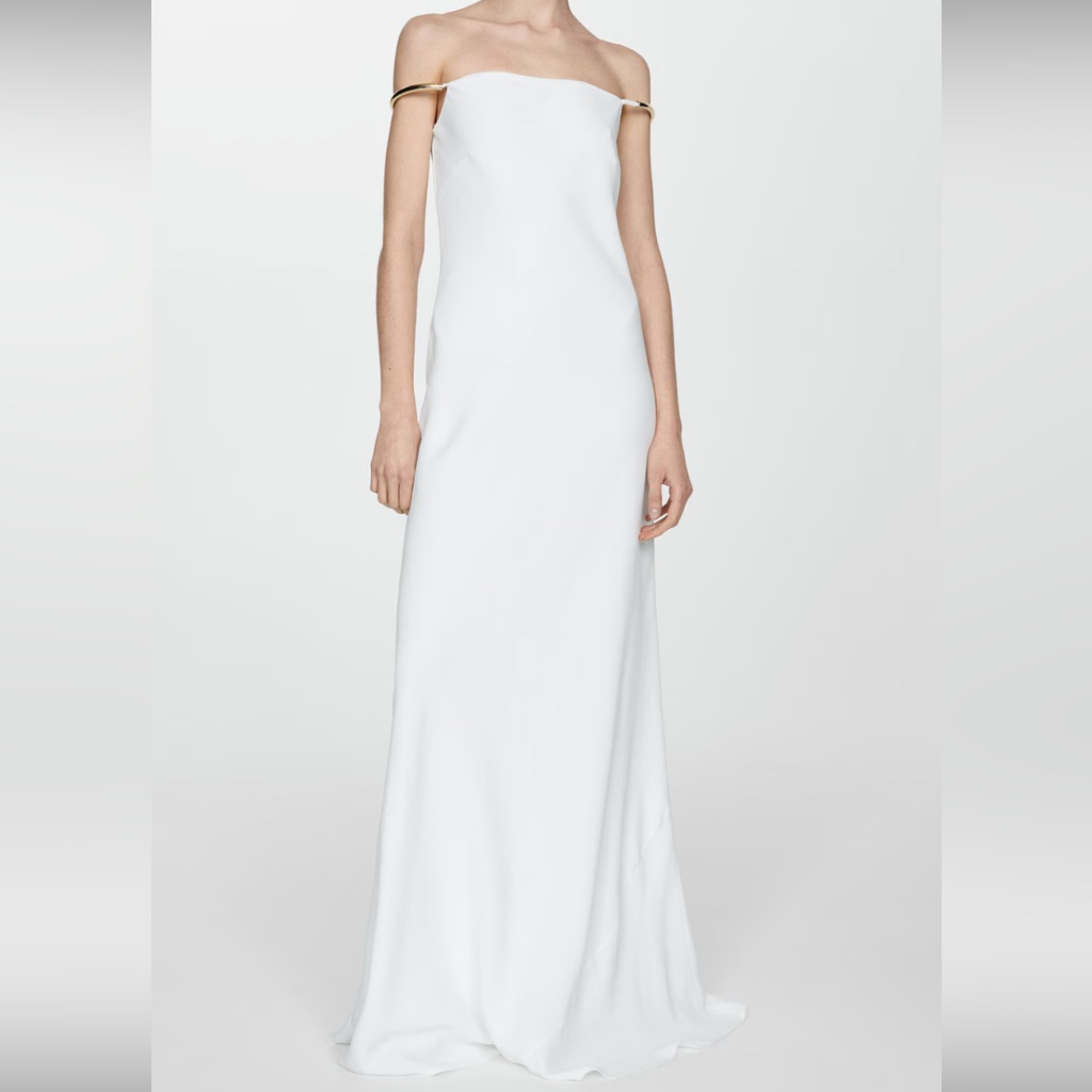 Mango Strapless Dress With Metallic Detail